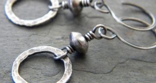 artisan jewelry sterling silver circle link earrings oxidized hammered metal ring handmade artisan WLGHWAQ