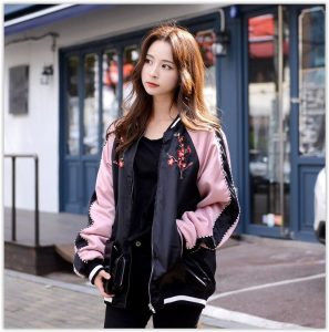 asian fashion deepny - flower embroidered flight jacket LRTVZJW