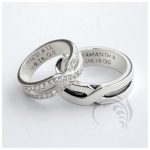 attractive 14k white gold polished his and hers matching wedding rings 0.36 ATARAKT