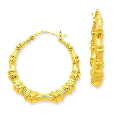 bamboo earrings 14k yellow gold bamboo hoop earrings jewelry IRCXHPV