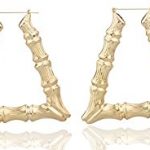 bamboo earrings 2 pairs of goldtone triangle bamboo 3.5 inch hoop pincatch earrings (e-799) RTXEZWA