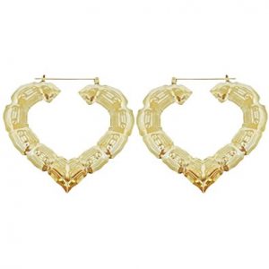 bamboo earrings 3 x 3.5 bamboo heart hoop earrings, door knockers, new replica, in MVRGIUF