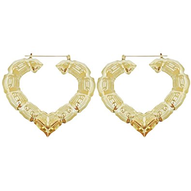 bamboo earrings 3 x 3.5 bamboo heart hoop earrings, door knockers, new replica, in MVRGIUF