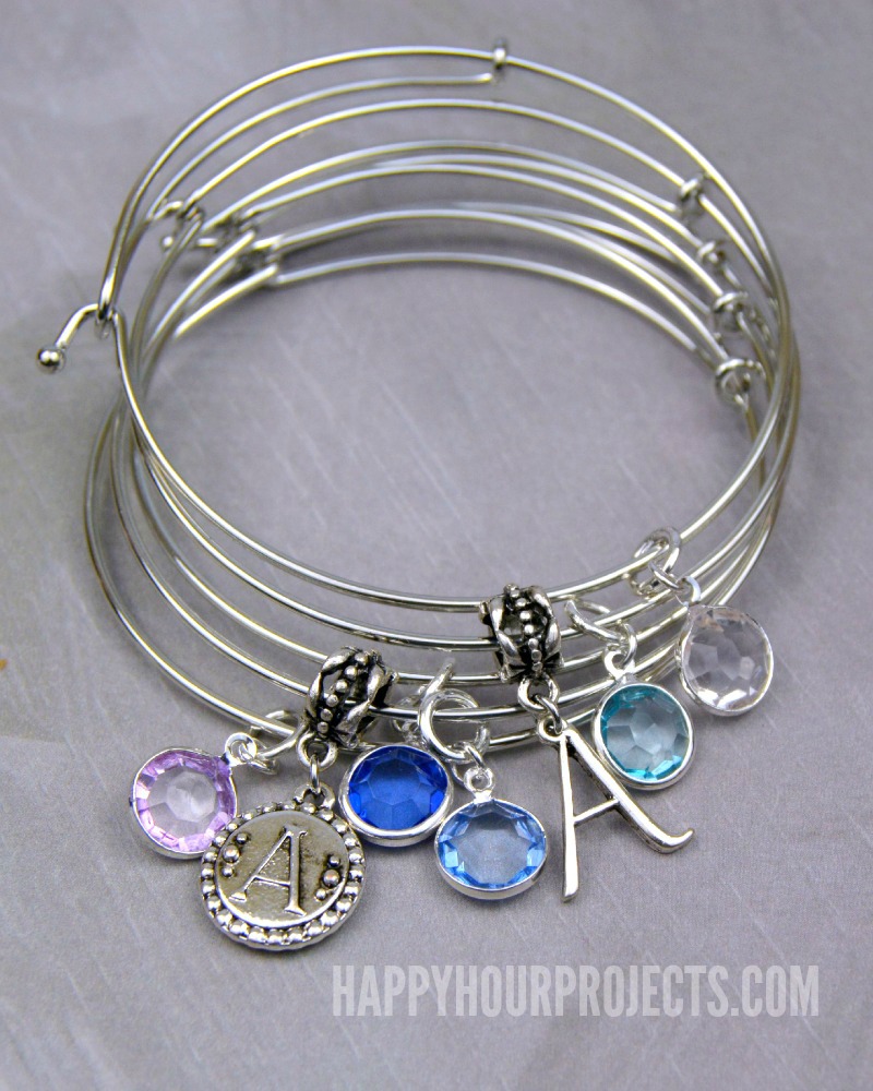 bangle bracelets with charms easy diy charm bangles at www.happyhourprojects.com JRLAMCV