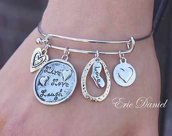 bangle bracelets with charms love theme charm bangle, available in silver and gold, love bangle, love HIFVSVU
