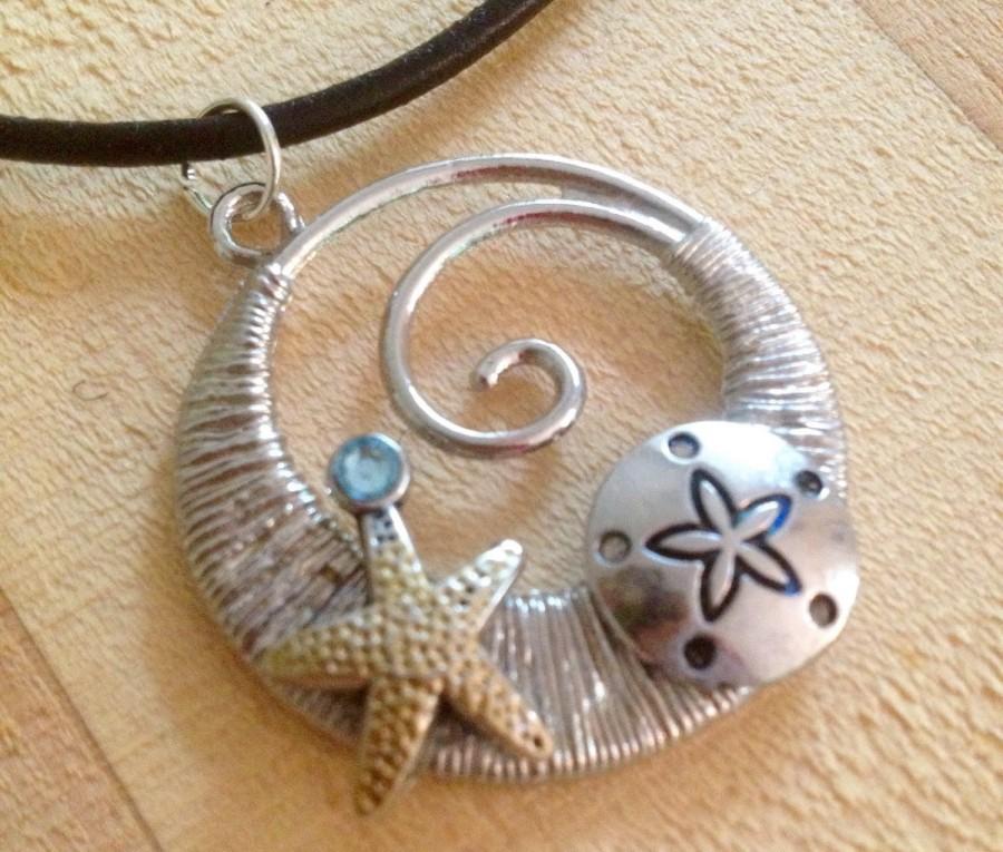 beach gift idea/beach jewelry, starfish necklace, wave necklace, starfish  pendent necklace, IVXFBMH