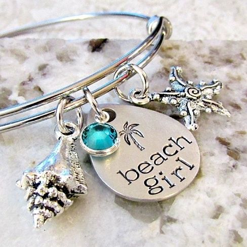 beach jewelry beach girl bangle bracelet with swarovski crystal UFLIPSH