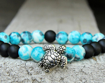 beaded bracelet turtle jewelry stone jewelry beach jewelry bead bracelet  boho YMQTNDG