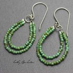 beaded earrings shiny antiqued turquoise green glass seed bead earrings. this is a very VSFRLCC