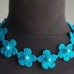 beaded necklaces crochet necklace,crochet neck accessory, aquamarine color, 100% cotton. RMOFHXV