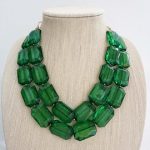 beaded necklaces emerald green faceted gem statement necklace ZRPOVDZ