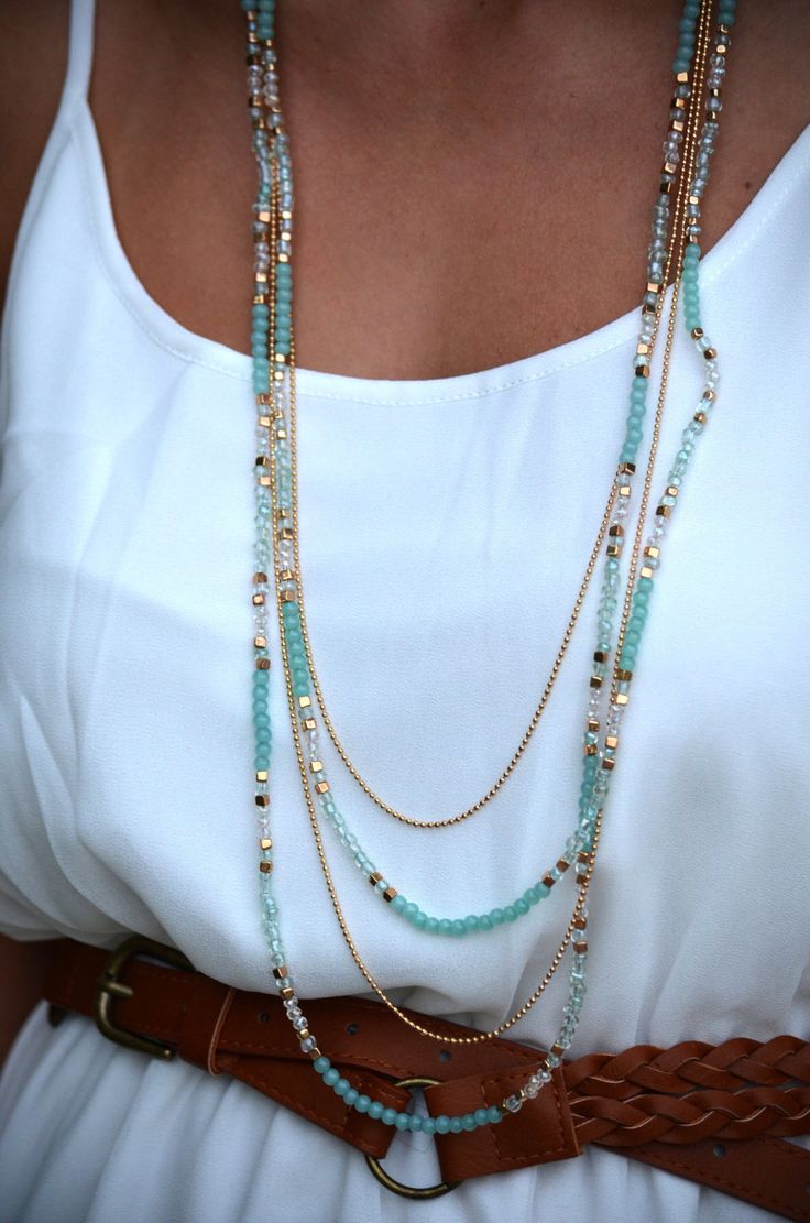beaded necklaces long layered mint/lavender gold beaded necklace u0026 earring set HGEEYLJ