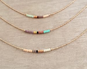 beaded necklaces minimalist rose gold dainty short beaded necklace // delicate thin layering CKASYLL