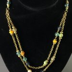 beautiful glass beaded ladies necklace goldstone chain, 18 PMDDWLP
