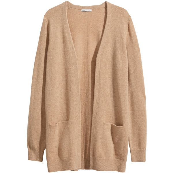 beige cardigan hu0026m cashmere cardigan ($44) ❤ liked on polyvore featuring tops, cardigans,  outerwear BIEWKAH