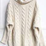 beige high neck loose cable knit sweater -shein(sheinside) XRXUQRQ
