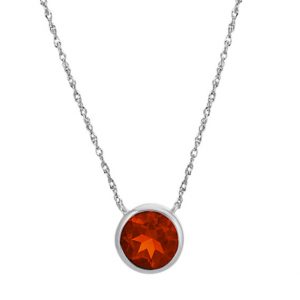 bezel-set round garnet necklace in 14k white gold (18 HFNKQHF