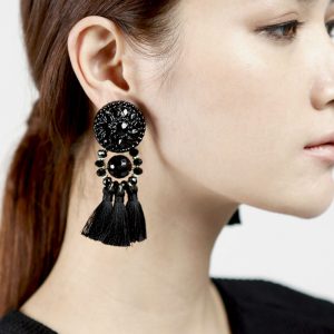 big earrings ... vintage-baroque-drop-earring-big-statement-long-black- EFXOAFH