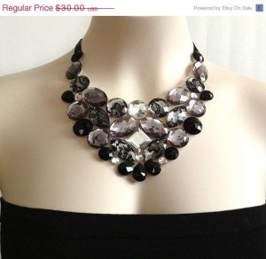 big necklaces bib necklace black - bib unique black grey lace rhinestone big necklace UDAVDZH