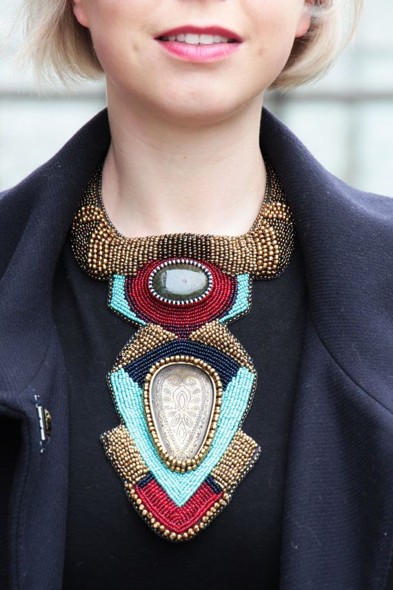 big necklaces big necklace, tribal bead chunky embroidery jewelry, futuristic, bold  bohemian collar, FEJZFEP
