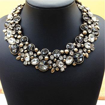 big necklaces europe usa big fashion women necklaces vintage crystal glass necklace  pendant TZFAGTF