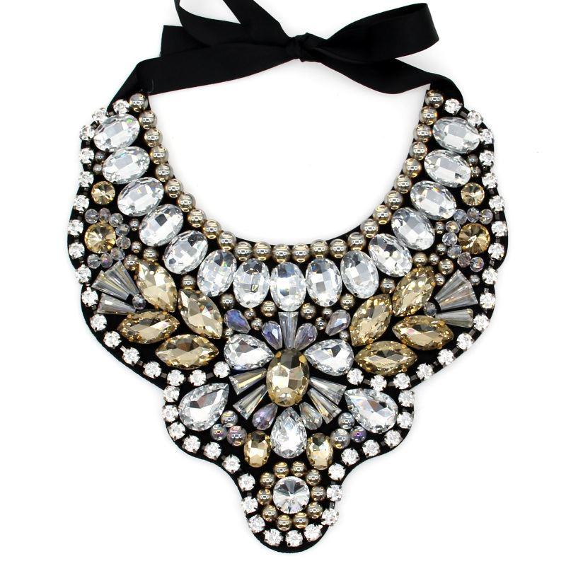 big necklaces women handmade exaggerate crystal big necklace hi-q gems bead bib collar FBVUTSL