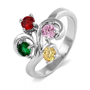 birthstone rings custom 4 stone swirl birthstone ring PAJQSBV