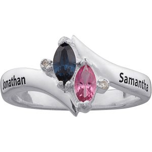 birthstone rings personalized sterling silver coupleu0027s birthstone ring - walmart.com VRQKOYE