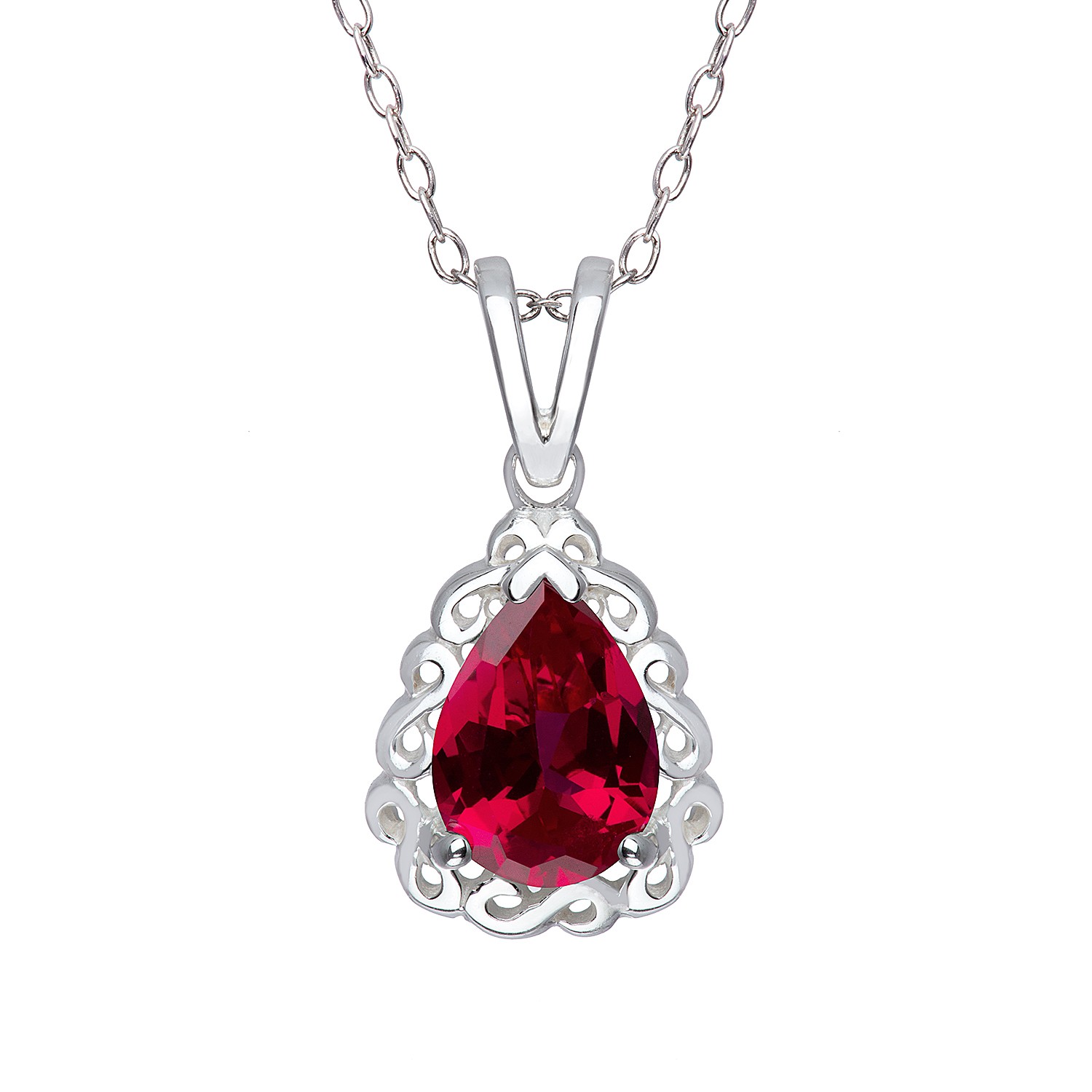 birthstone ruby pendant in sterling silver (10 x 7) PLFNNDY