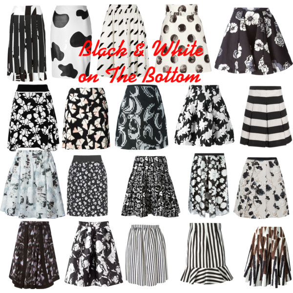 black and white skirt a fashion look from august 2015 featuring floral print a-line skirt, jil  sander ZEAUMRY