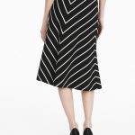 black and white skirt chevron striped a-line ponte midi skirt DPJAWEH
