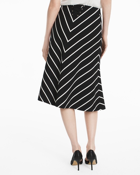 black and white skirt chevron striped a-line ponte midi skirt DPJAWEH