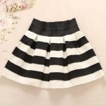black and white skirt cute black and white stripes skirt YPOROMN