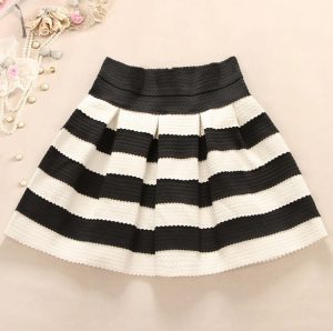 black and white skirt cute black and white stripes skirt YPOROMN