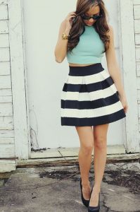 black and white skirt striped skirts (17) IOSKWCH