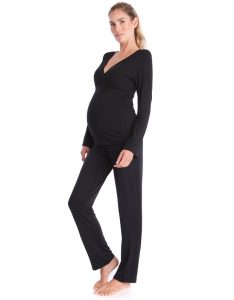 black bamboo lounge maternity pajamas QBXXLRB