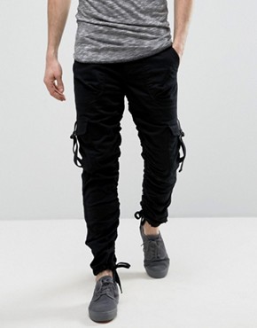 black cargo pants asos slim cargo pants with side tape in black AFXEEPG