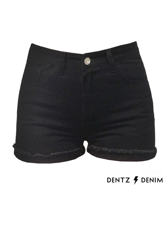 black denim shorts black high waisted denim shorts - cuff or uncuff TDZMTAH