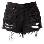 black denim shorts black high waisted denim shorts destroyed ❤ liked on polyvore featuring  shorts, ripped QJFMSKY