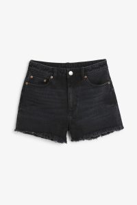 black denim shorts monki image 1 of high waist denim shorts in black ... ESXYONB