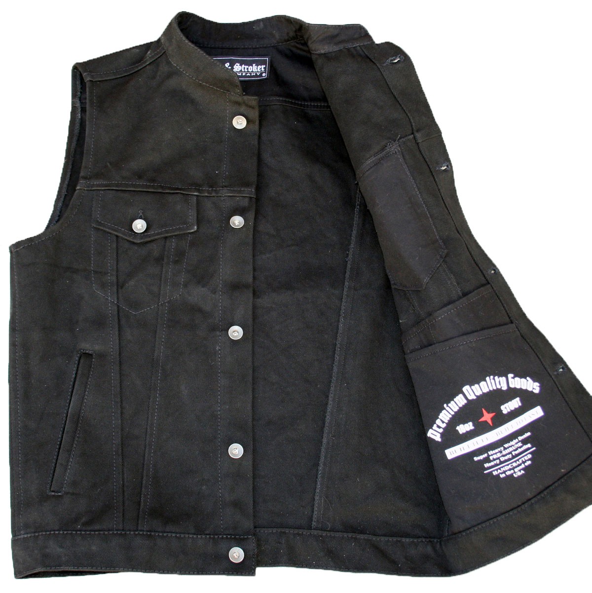 black denim vest · crank and stroker TXKXRWT