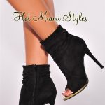 black faux suede high heel booties NPRVSBV