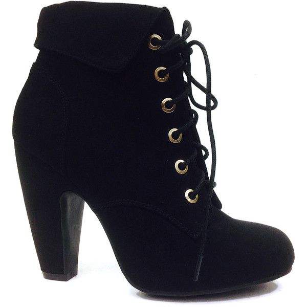 black heel boots bamboo black mozza lace-up bootie ($25) ã¢ï¿½â¤ XEHNWCP
