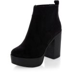 black heel boots new look black suedette chunky block heel chelsea boots (59 aud) ❤ liked on FCPJFDJ