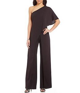 black jumpsuits for women adrianna papell crepe one shoulder jumpsuit CWBENTZ