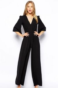 black jumpsuits for women black v neck half sleeve wide leg jumpsuit JFIXYGN