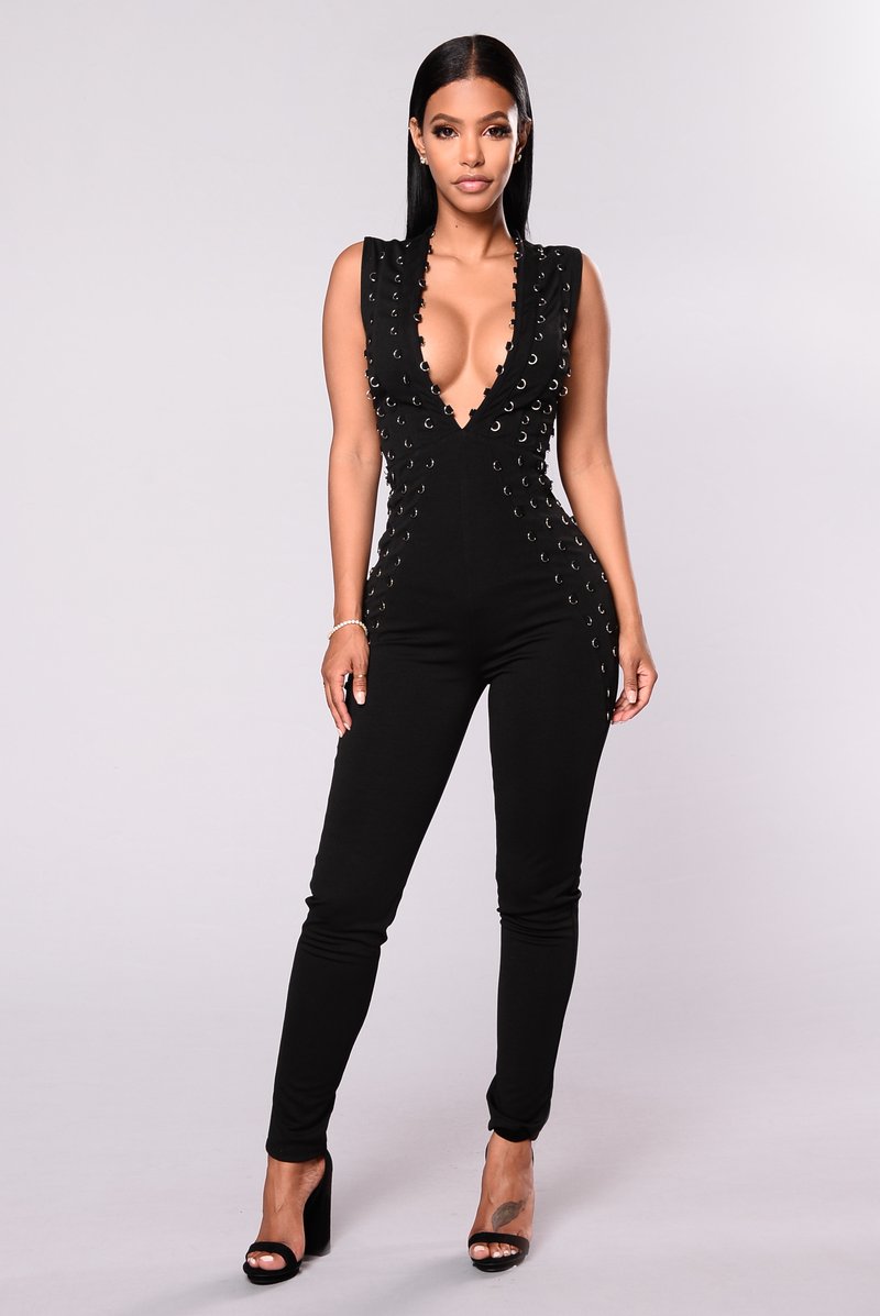 black jumpsuits for women enzo o ring jumpsuit - black ZZRYGDI