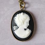 black lady cameo necklace victorian woman cameo necklace antique brass cameo XJBOGKN