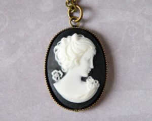 black lady cameo necklace victorian woman cameo necklace antique brass cameo XJBOGKN