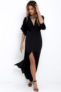 black maxi dress - short sleeve maxi dress - casual maxi dress - $72.00 WWANNFO